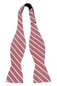 A bow tie with a calming mix of red and white on linen. Makes you very presentable. 