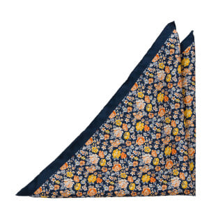 VIVIDIUM Navy/yellow pocket square