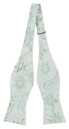 FLOURISHED PALE GREEN self-tie bow tie