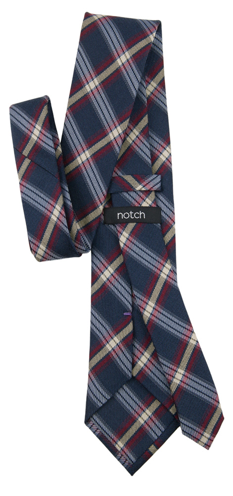 Checkered Wool Tie in Dark Blue, Red & White