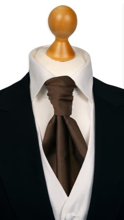 SOLID Dark brown pre-tied cravat