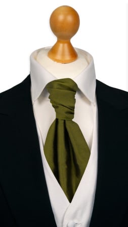 SOLID OLIVE pre-tied cravat