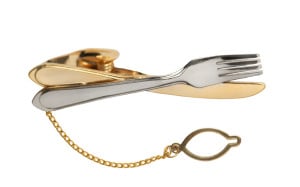 Knife and Fork GOLD tie bar