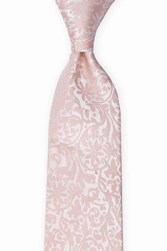 Tie - Blush pink design with flowers tone-on-tone