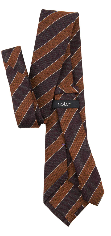 Earthy Striped Silk Tie in Dark & Cinnamon Brown