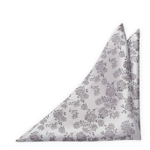 TOSSBLOSSOM SILVER GREY pocket square