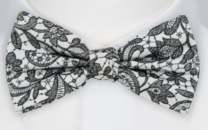 VIGSEL WHITE BLACK pre-tied bow tie