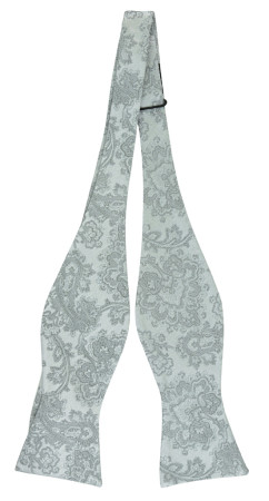 WEDDED SILVER self-tie bow tie